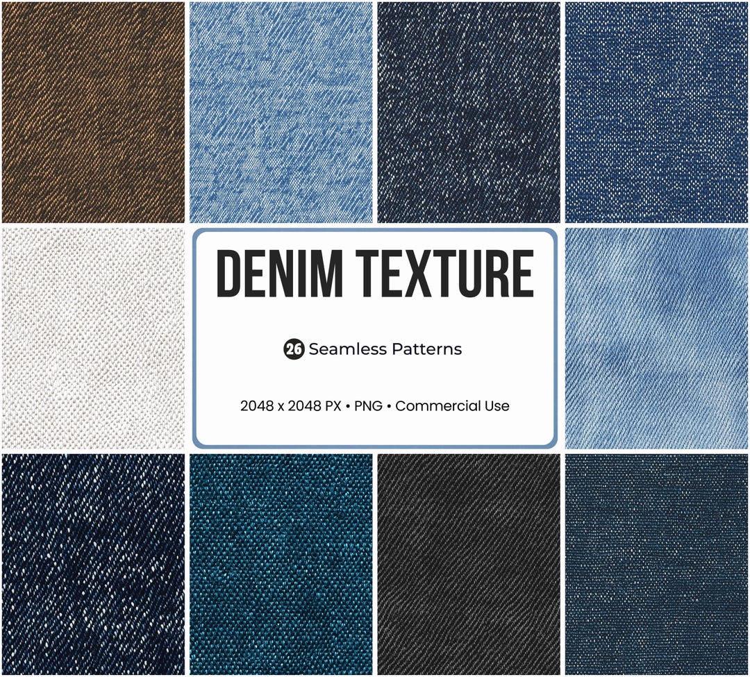 26 Denim Texture Seamless Patterns Bundle, Blue Jeans Digital Paper ...