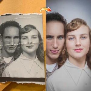 Restauratie oude foto- en inkleurservice | Beschadigde, vervaagde en gescheurde foto's tot leven herstellen | Oude foto's repareren | Gratis voorbeeld inbegrepen