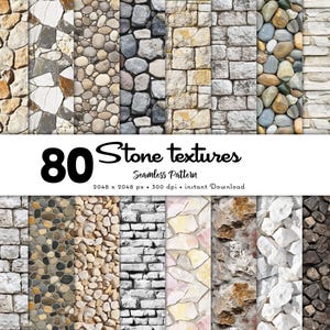 80 Stone Seamless Pattern | High-Quality Digital Download | Printable Stone Designs for Crafts | Stones Background | Commercial Use
