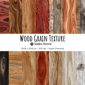 Texture venature del legno - 26 motivi realistici senza soluzione di continuità / Carta digitale effetto legno naturale / 300 DPI / Download immediato / Design rustici