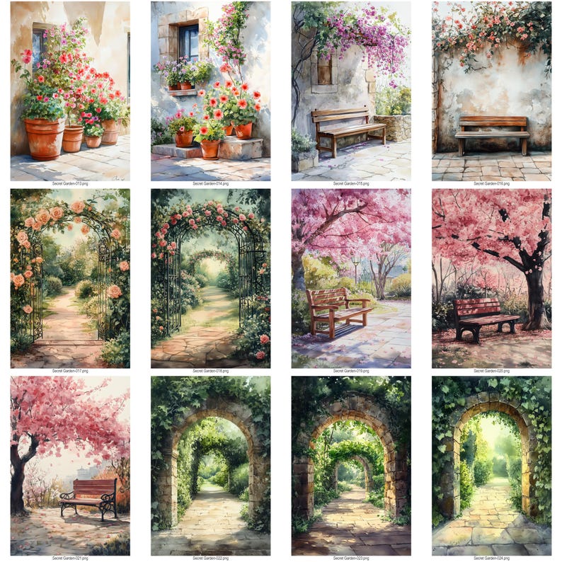 80 Secret Garden Junk Journal Kit | Printable Garden Watercolor Pages ...