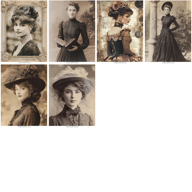 42 Vintage Ladies Junk Journal Kit | Antique Victorian Women Portraits ...