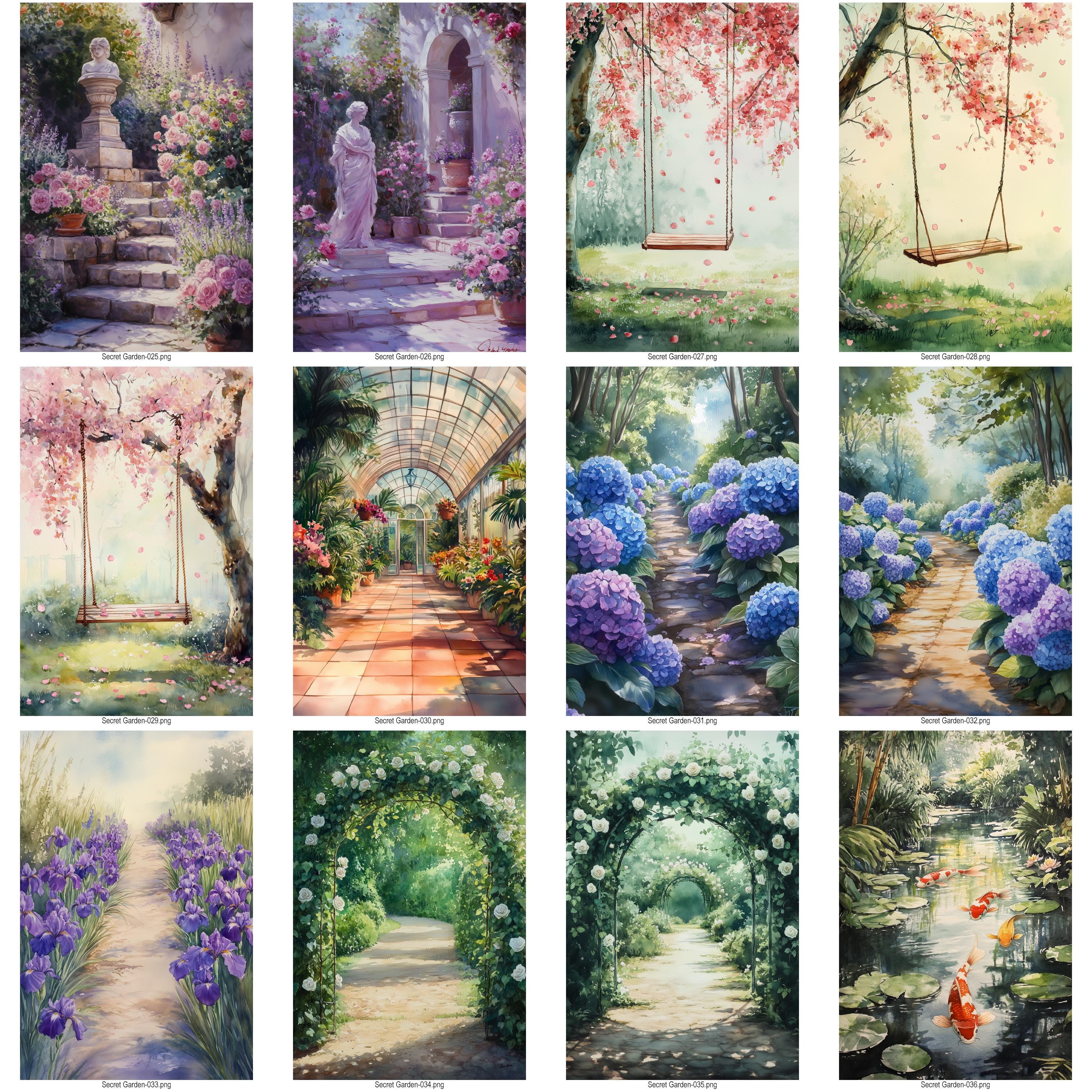 80 Secret Garden Junk Journal Kit | Printable Garden Watercolor Pages ...