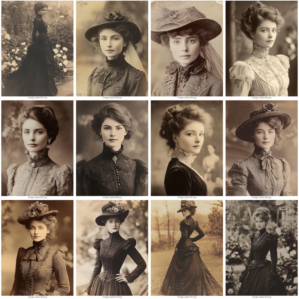 42 Vintage Ladies Junk Journal Kit | Antique Victorian Women Portraits ...