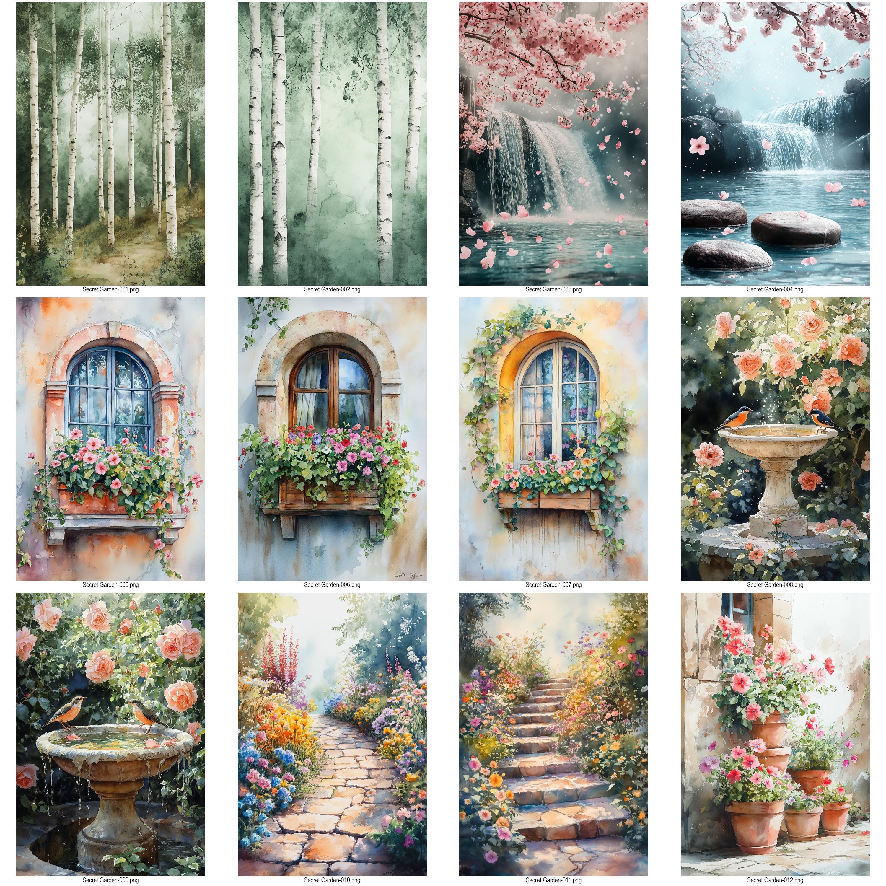 80 Secret Garden Junk Journal Kit | Printable Garden Watercolor Pages ...