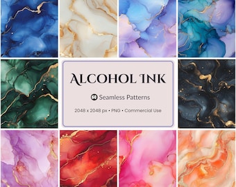60 naadloze alcoholinktpatronen, vloeiend digitaal kunstpapier, achtergronden met textuur marmer, abstracte aquarel png, commercieel gebruik