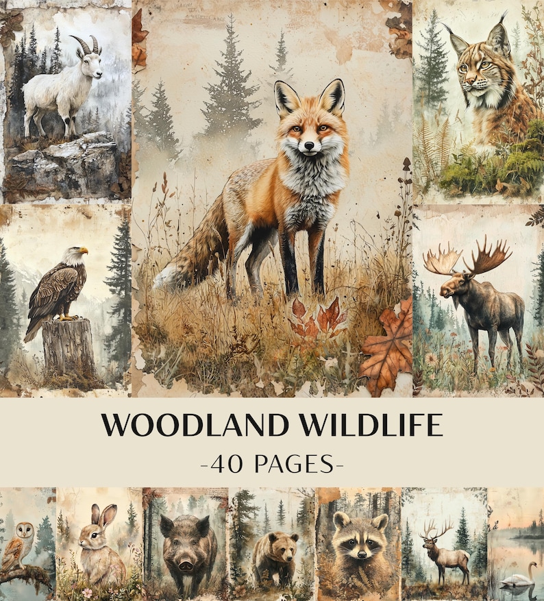 40 Woodland Wildlife Junk Journal Kit | Instant Download Printable ...