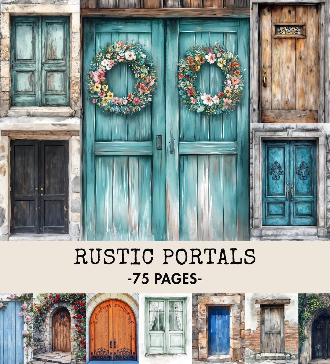 Rustic Portals Junk Journal Kit: Watercolor Doors, Windows Ephemera (75 ...
