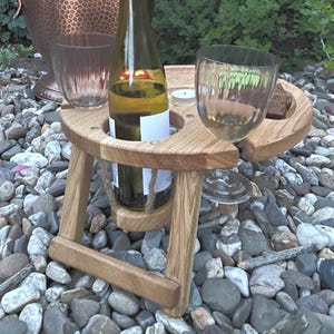 Wine Table Picnic Table for Two Wooden Foldable Portable Serving Tray Couch Bar Beach Wine Bar Cheese Platter Birthday Wedding Gift