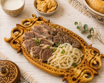 Vassoio in legno di ciliegio e noce - piatto da portata per carne e pane - servizio da tavola tradizionale in legno - fruttiera - regalo per l'inaugurazione della casa