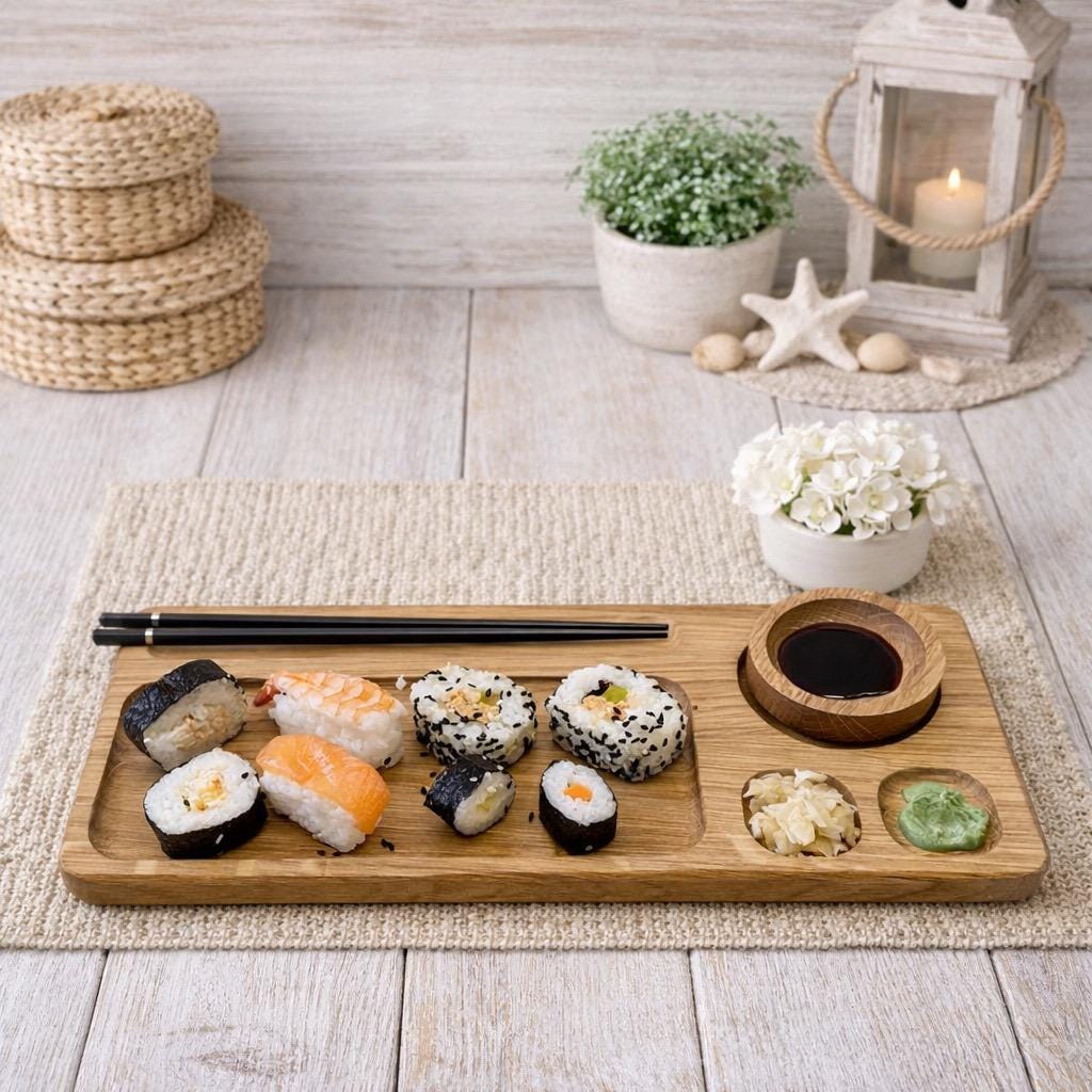 Oak Wood Sushi Board 30 X 15 Cm – Sushi Platter – Sushi Plate