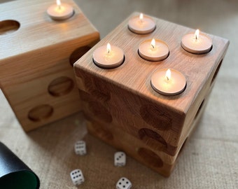 Teelichthalter aus Holz, Kerzenständer, Kerzenhalter, Kerzenleuchter, Geschenkideen Weihnachten, Spielabend Dekoration, Wohnideen mit Kerzen