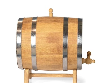 Wooden barrel, oak barrel with wooden tap, gift for men, homemade whiskey, wine, cognac, brandy, wine bar, gift idea, oak wood.