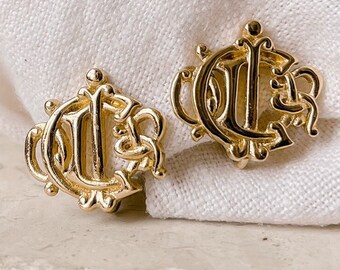 Dior Vintage Gold Intricate Logo Earrings