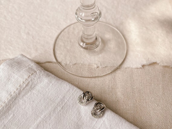 Vintage Dior Petite Silver Interlocking Loop Crys… - image 10