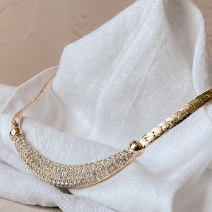 Dior Statement Gold and Crystals Encrusted Snake Chain Choker