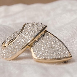 Grosse Gold and Crystal Ribbon Crossover Brooch
