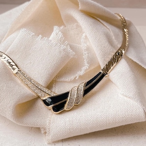 Dior Gold and Black Enamel Crystal Choker