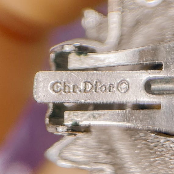 Dior Statement Silver Sunflower Style Crystal Ear… - image 4