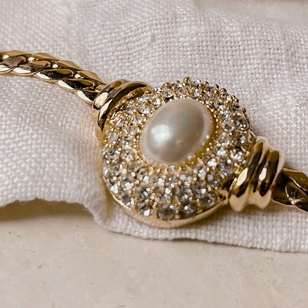 Dior Gold Encrusted and Pearl Pendant Necklace