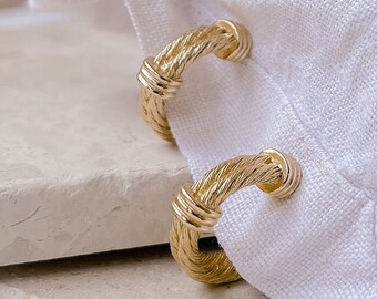 Dior Vintage Rope Gold Hoop Earrings