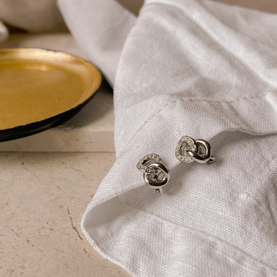 Vintage Dior Petite Silver Interlocking Loop Crys… - image 7