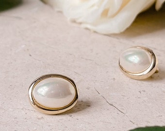 Vintage Dior Classic Oval Gold and Pearl Earrings