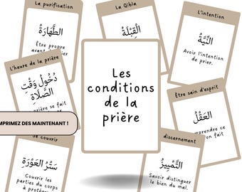 7 Conditions of Prayer Flashcards | Learn Salat for Kids | Islamic Education Printable