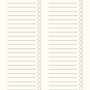 May include: A beige daily checklist with the text "Daily Checklist" at the top. The left side is labeled "Morning Routine" with a sun graphic, and the right side is labeled "Night Routine" with a crescent moon graphic. Each routine has 20 blank lines.