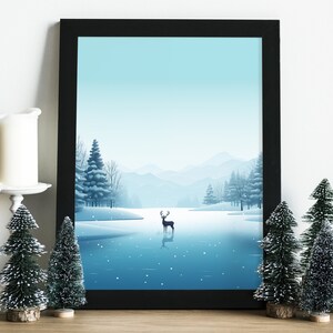 Minimalist Winter Scene Print - Digital Download Printable Art