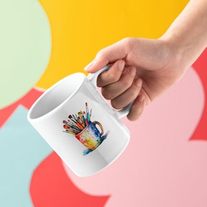 Painter&#39;s Mug - Ceramic Mug 11oz, Microwave and Dishwasher Safe, Lead and BPA-Free - Simple and Artistic Cup Design - Artists&#39; Mug