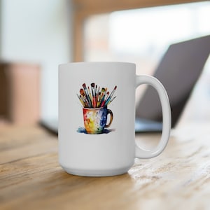 Painter&#39;s Mug - Ceramic Mug 15oz, Microwave and Dishwasher Safe, Lead and BPA-Free - Simple and Artistic Cup Design - Artists&#39; Mug