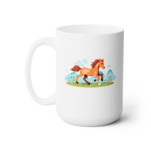 Horse Galloping Mug - Ceramic Mug 15oz, Microwave and Dishwasher Safe, Lead and BPA-Free