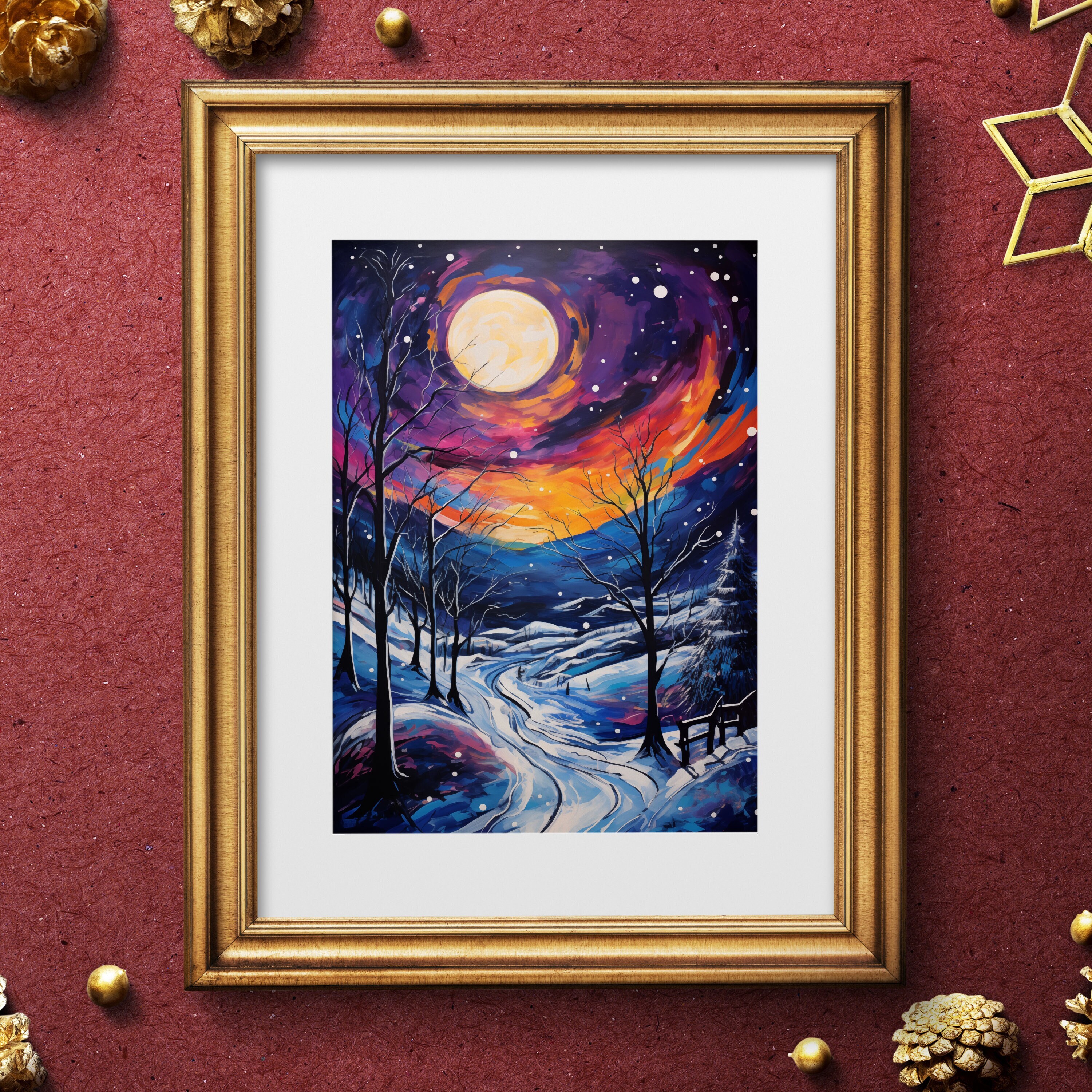 Abstract Winter Night Print - Digital Download Printable Art - Abstract Expressionist - Fauvism