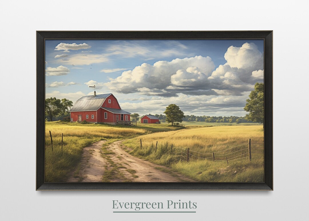 Old Farm - Rustic Oil Painting Style - Digital Download Printable Art ...