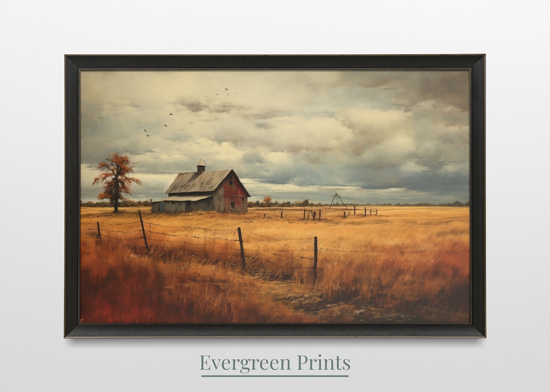 Old Farm - Rustic Oil Painting Style - Digital Download Printable Art ...