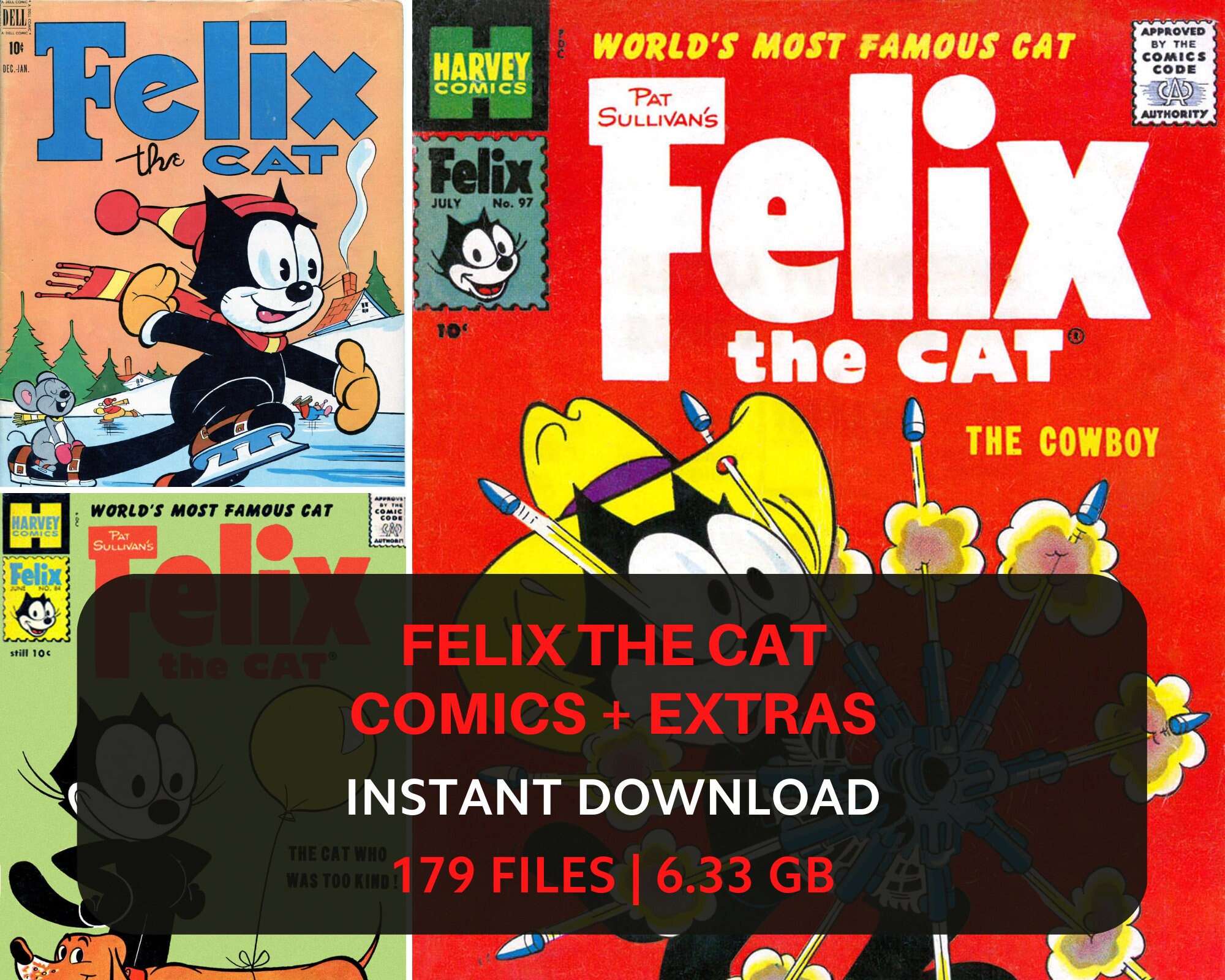 FELIX the CAT COMICS Collection Rare Vintage Cartoon Comic Etsy