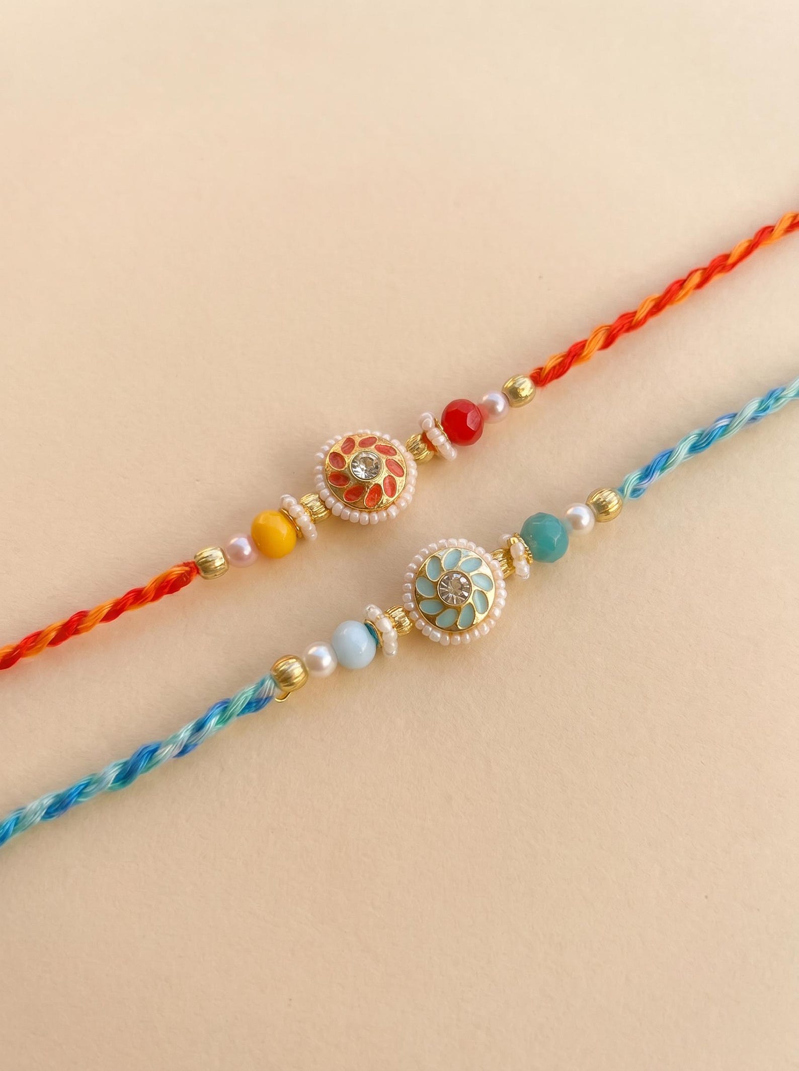 Traditional Rakhi / Rakhri for Brother, Handmade Red Blue Rakhri | Raksha Bandhan Gift