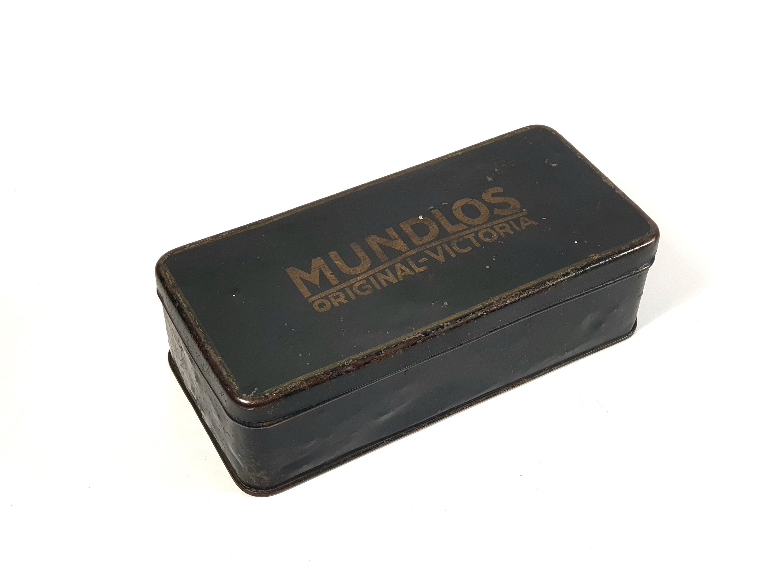 1900's MUNDLOS VICTORIA Sewing Box Tin Machine Attachments Black