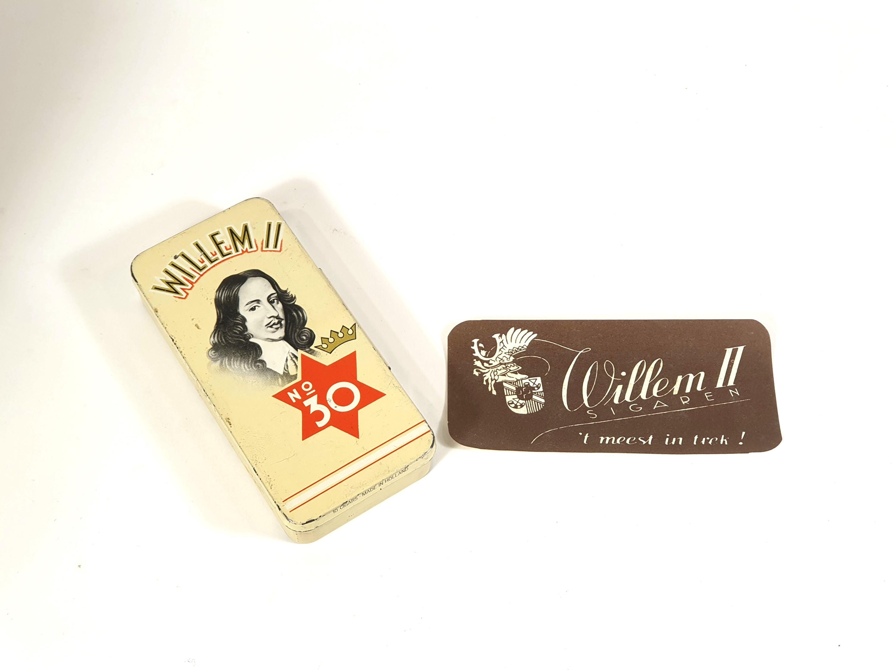 1940-50's WILLEM II No. 30 Cigars Art DECO Tobacco Tin Box