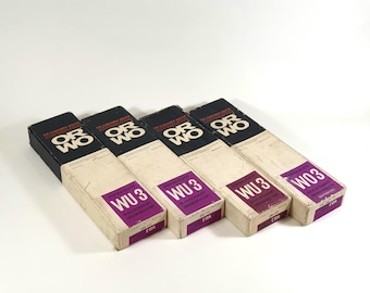 Placas de película espectral de vidrio ORWO raras, lote de 4 cajas, sin usar, alemanas, caducadas, para radiografía, fotografía, científica, médica, WU3 azul, WO3 amarillo