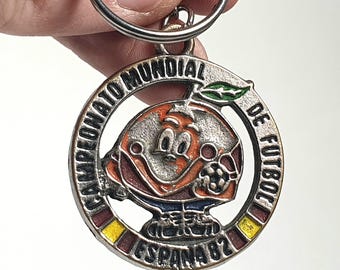 Llavero con la mascota NARANJITO de la Copa Mundial de 1982, medalla de fútbol de la FIFA, España, Mundial 82, recuerdos de fútbol, metal, Campeonato Vintage