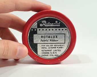 Vintage 1930's ROTAPRINT ROTALUX Fabric Ribbon Tin Offset Litho Printing Typewriter Red Box Plates British Germany