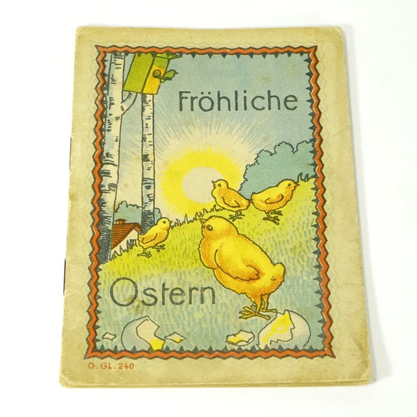 1920's Weimar German Children's Book - FROHLICHE OSTERN Easter Spring Illustrated Fraktur Script Rabbits Fairy Tales Cautionary