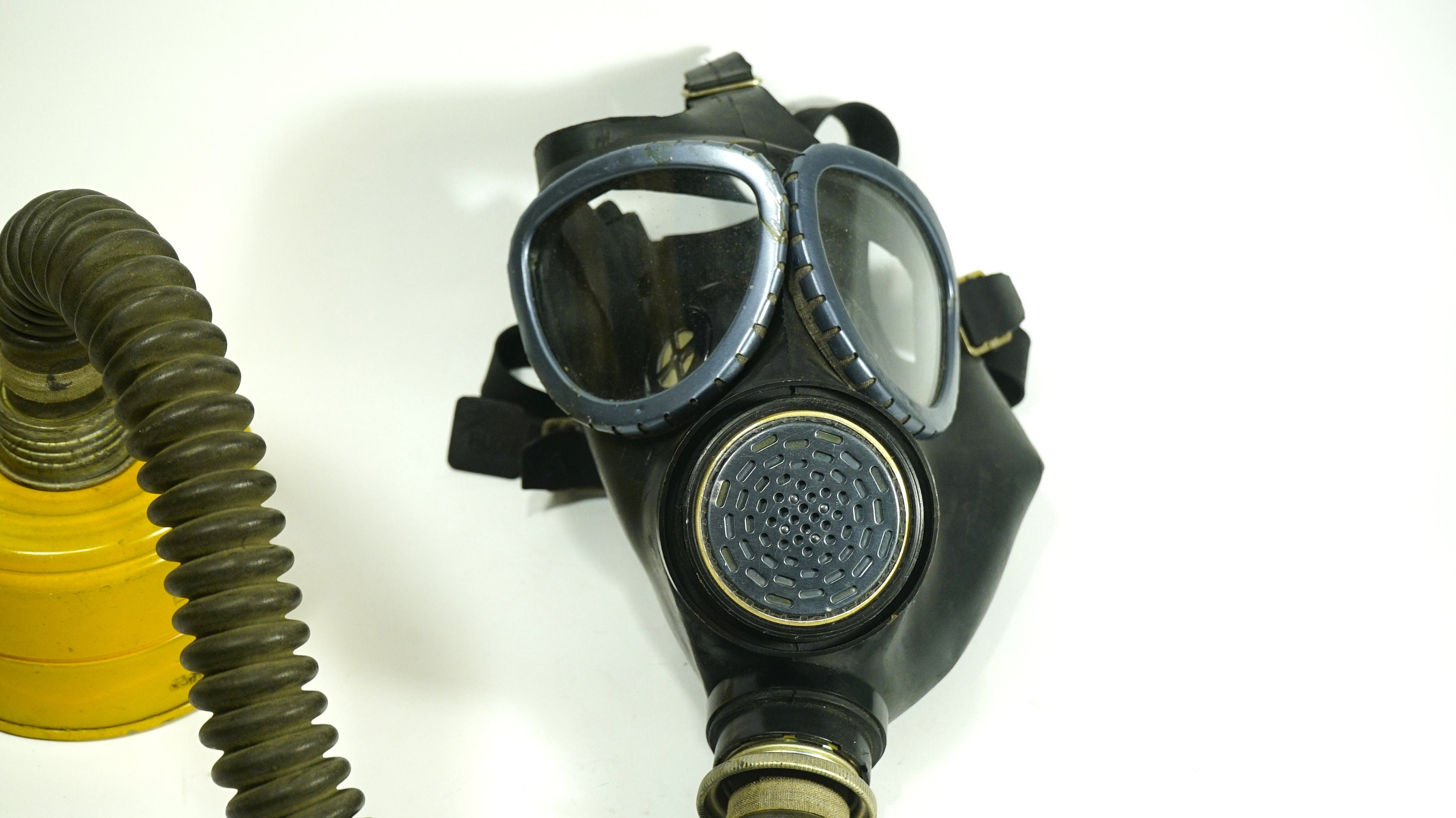 Vintage Gas Mask Military Surplus Respirator Safety Black Rubber
