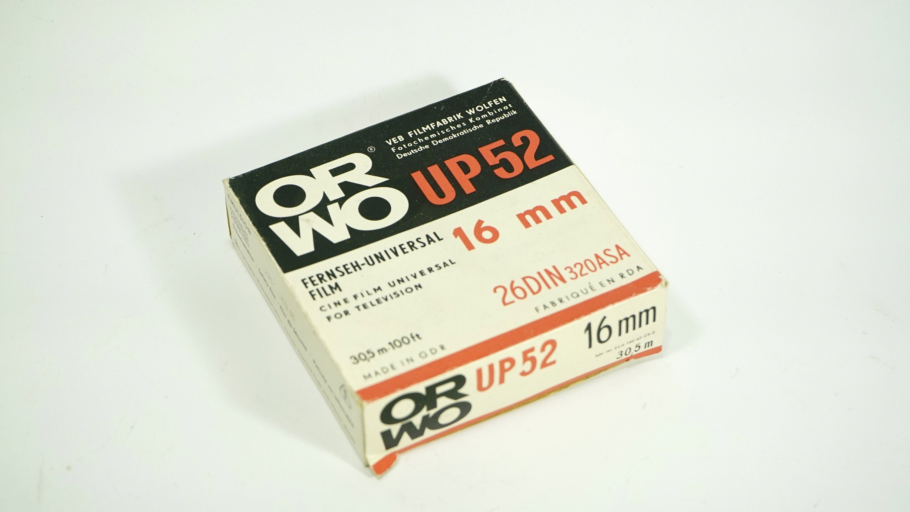 Unopened ORWO UP52 16mm Film Expired 1980 Original Unused in Box & Tin Cinema Motion Picture Stock Cinematography East Germany 100ft/30.5m