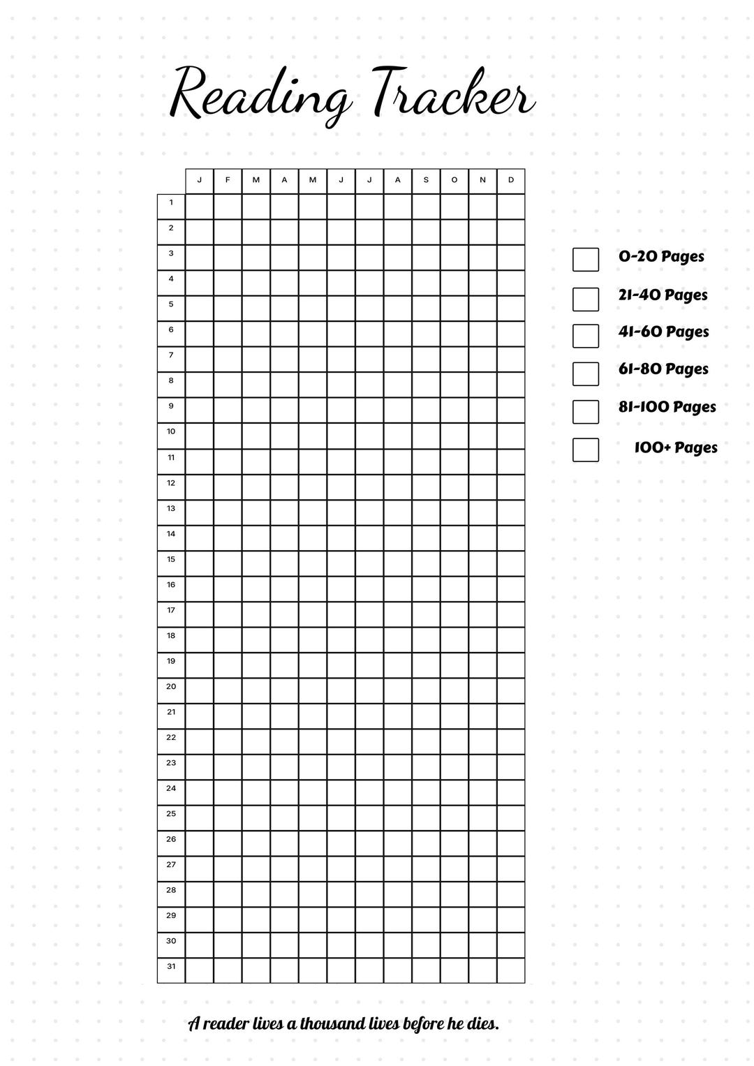 Reading Tracker Journal Page – Book Log, Habit Tracker (printable) - Etsy