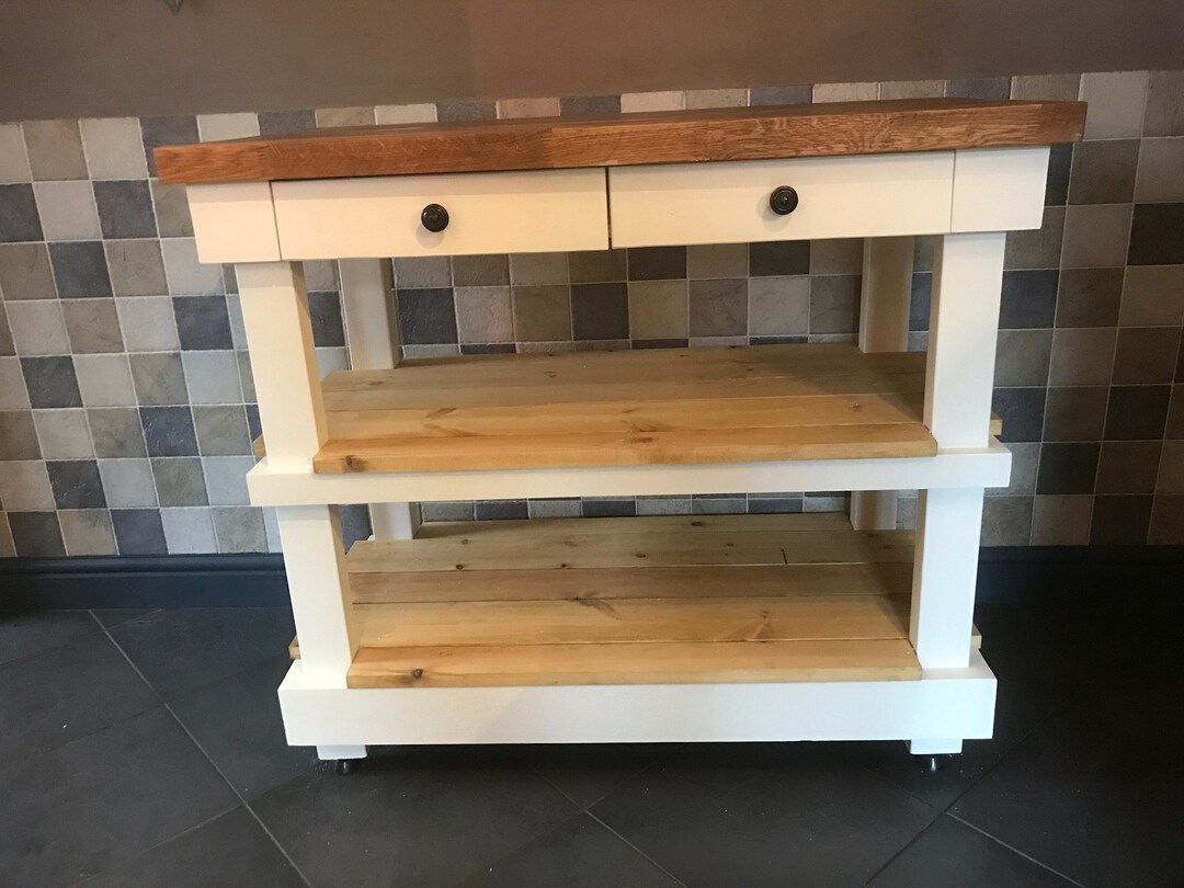 Solid Pine Kitchen Island With a Pine Top Bespoke Made to Order and Requirements Finished in
