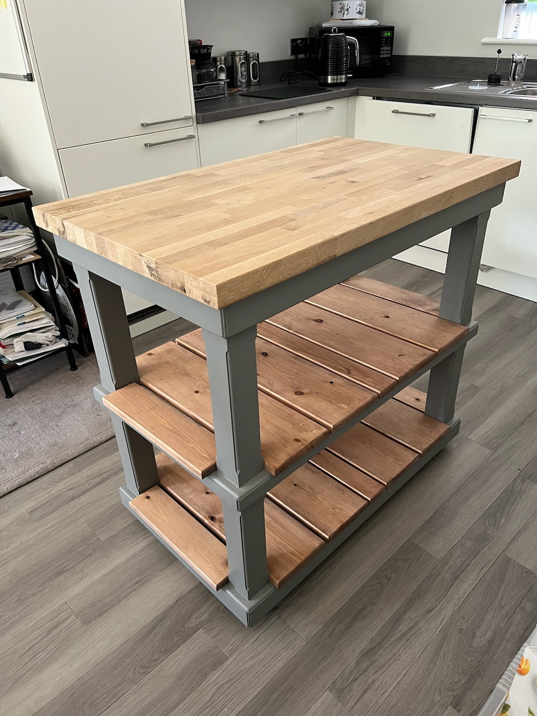 Solid Pine Kitchen Island With a Oak Top Bespoke Made to Order Etsy UK