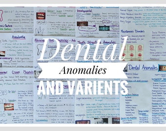 Anomalies in Dental - Study Sheets for Dental Hygiene Students